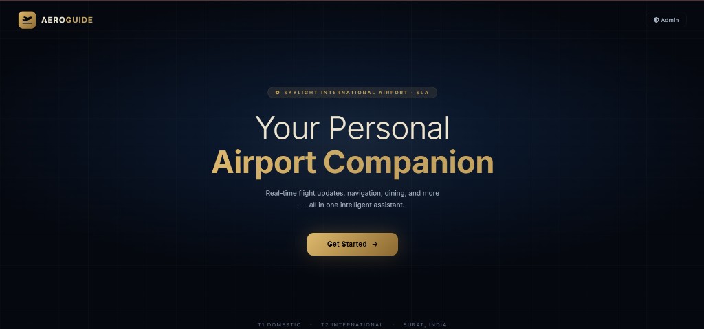 AeroGuide airport companion landing screen